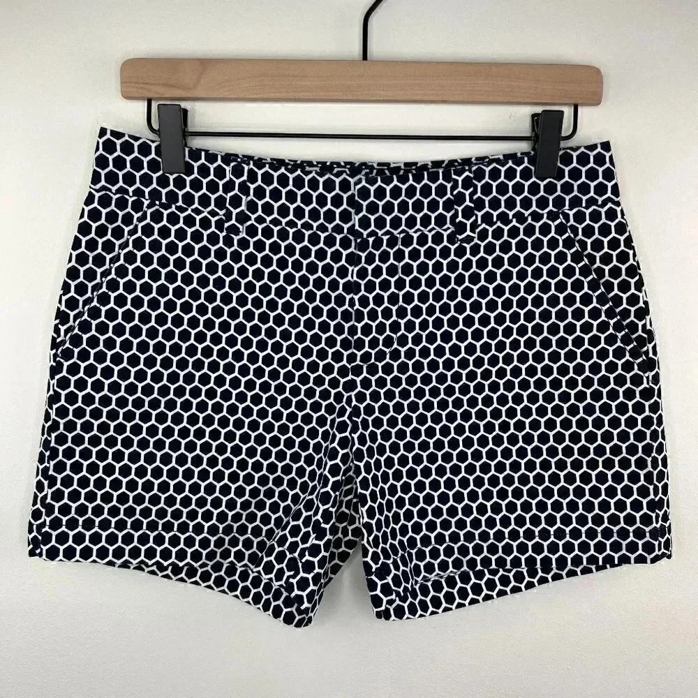Tommy Hilfiger Navy Blue & White Chino Shorts - Geometric Hexagon Honeycomb - 2